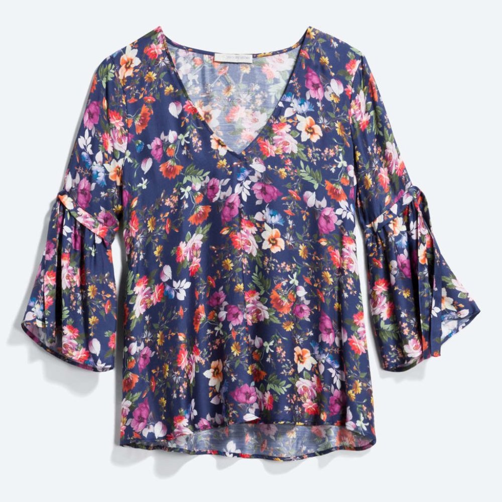 Lavender Brown Belle Tie Sleeve Top Sz S